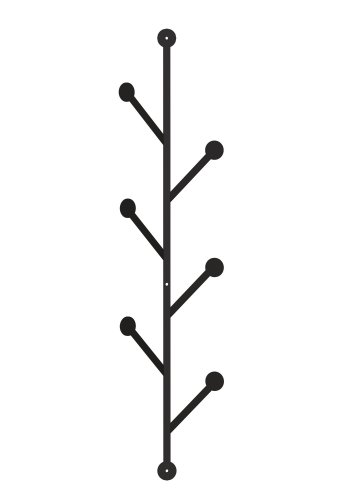 FUNZI LIVING Ponpon knagerkke, m. 6 knager - sort metal