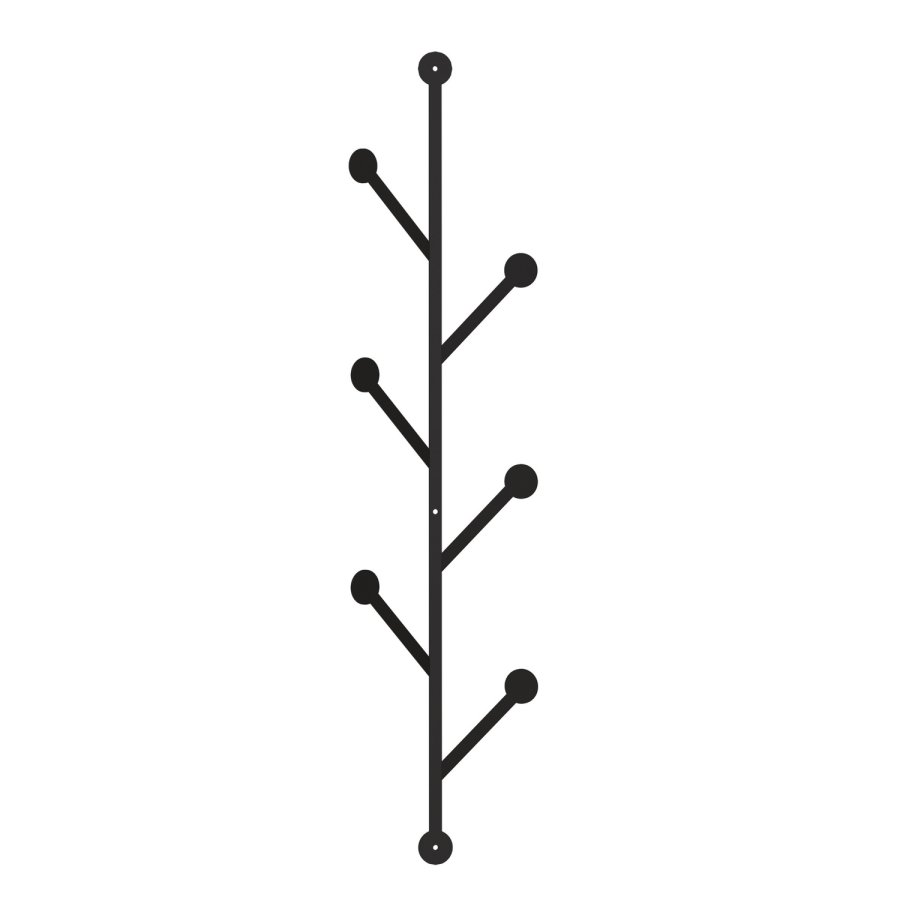 FUNZI LIVING Ponpon knagerkke, m. 6 knager - sort metal