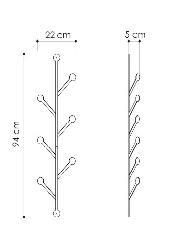 FUNZI LIVING Ponpon knagerkke, m. 6 knager - sort metal