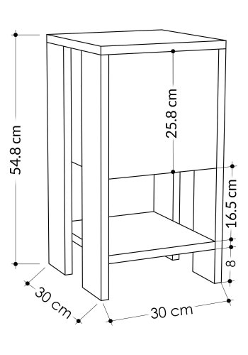 FUNZI LIVING Ema natbord, m. 1 lge og 1 hylde - Hitit melamin (30x30)