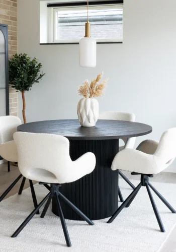 HOUSE NORDIC Boavista og Amorim spisebordsst, 1 spisebord, 4 spisebordsstole - offwhite/mrkebrun