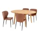 HOUSE NORDIC Metz og Pisa spisebordsst, 1 spisebord, 4 spisebordsstole - brun PU/natur eg