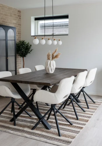 HOUSE NORDIC Toulon og Amorim spisebordsst, 1 spisebord, 6 spisebordsstole - offwhite/brun