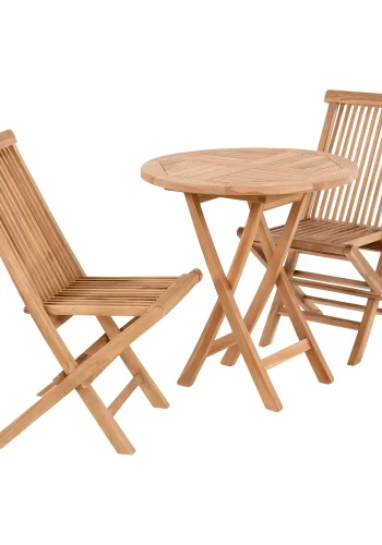 HOUSE NORDIC Oviedo og Toledo havembelst, 1 café havebord og 2 havestole - natur teaktr