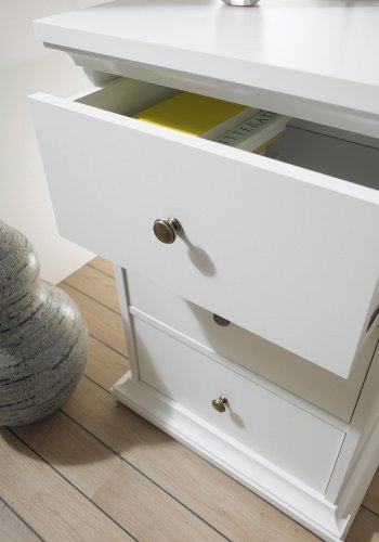 TVILUM Paris skrivebord - hvid tr, med 3 skuffer 