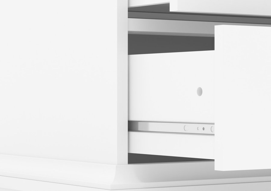 TVILUM Paris vitrineskab - hvidt tr, m. 2 lger og 2 skuffer