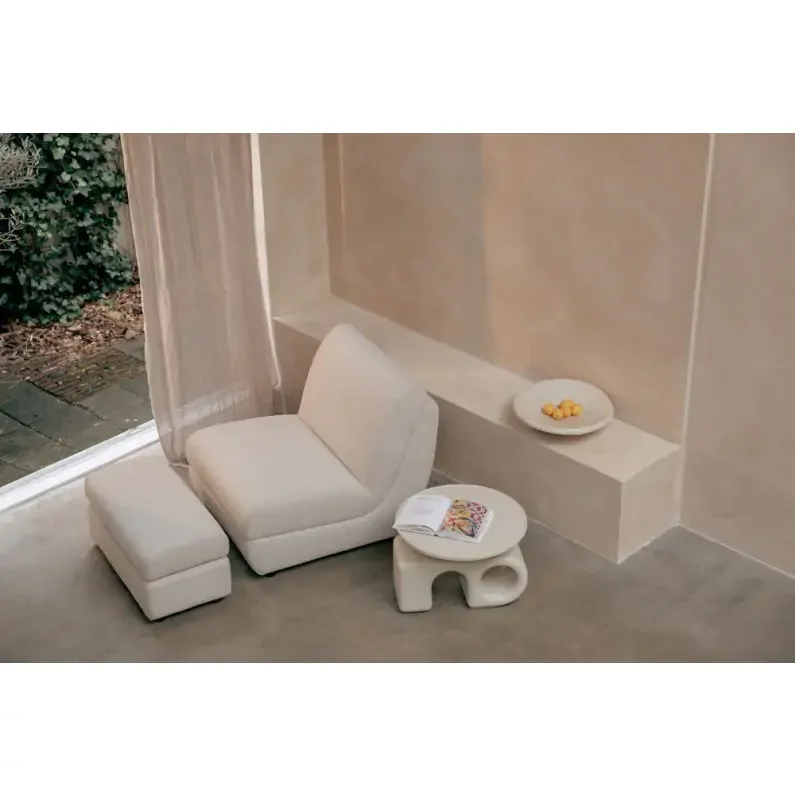 ZUIVER Mississippi udendrs fodskammel - beige olefin fiber/polyester