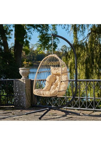 HOUSE NORDIC  Patras Hngestol - Hngestol, stl stativ, foldbar sde, incl.hynder, natur/sort<br>195x117x107 cm