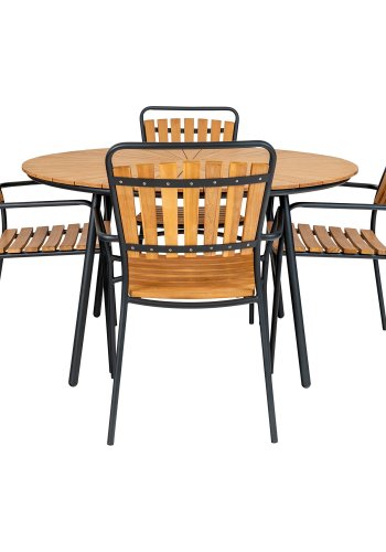 HOUSE NORDIC Spisebord, teak bordplade, natur, sorte ben, 130x74 cm