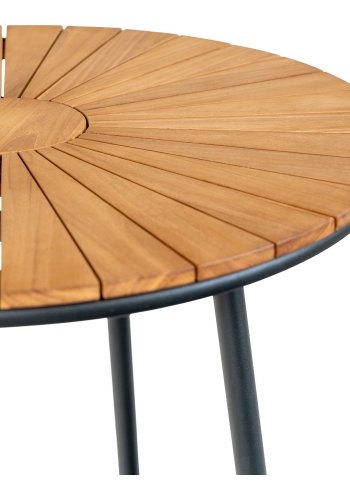 HOUSE NORDIC Spisebord, teak bordplade, natur, sorte ben, 130x74 cm