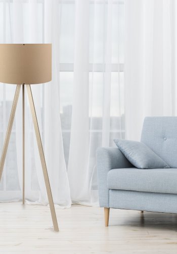 LUMI AYD gulvlampe - beige PVC stof og eg MDF