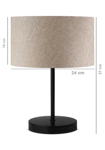 LUMI AYD 2848 bordlampe - beige stof og sort metal