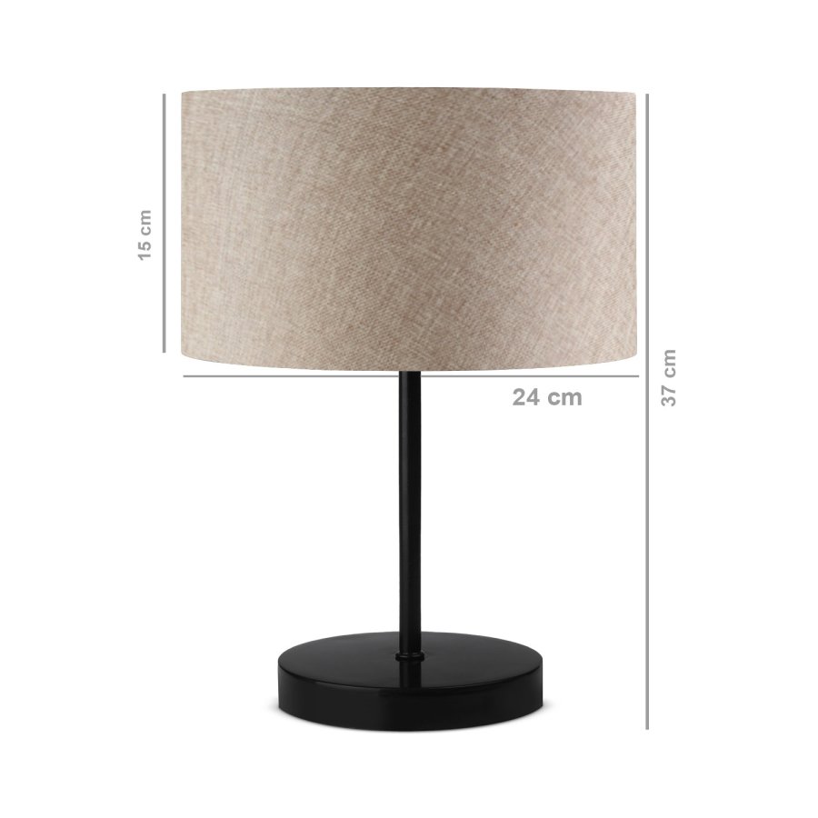 LUMI AYD 2848 bordlampe - beige stof og sort metal