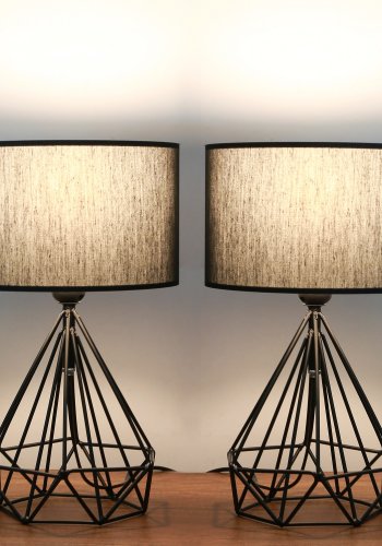 LUMI AYD 2974 bordlampe - sort stof og sort metal (st med 2)