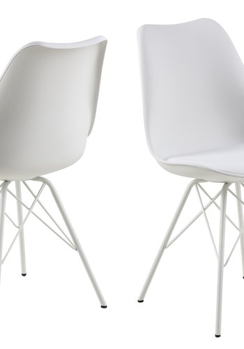 ACT NORDIC Eris spisebordsstol - hvid plastik/kunstlder/metal 