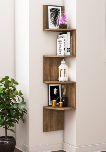 NORDVÄRK Desaldo hjrne vghylde, m. 4 hylder - valndfarvet melamin