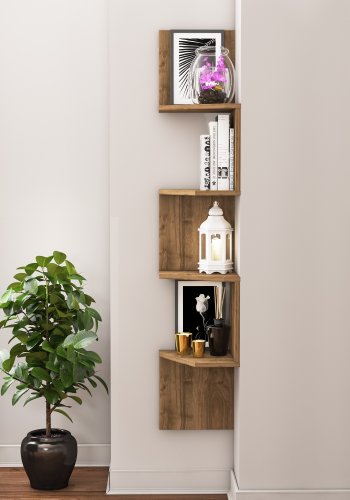 NORDVÄRK Desaldo hjrne vghylde, m. 4 hylder - valndfarvet melamin