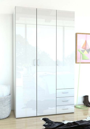 TVILUM Space garderobeskab - hvidt tr, m.3 lger og  3 skuffer