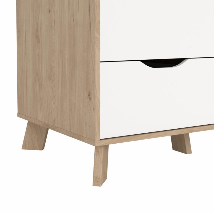 TVILUM Ikast Garderobeskab med 2 dre + 1 spejldr + 2 skuffer, Jackson Hickory/Hvid, 147,2 x 58,1 x 201 cm