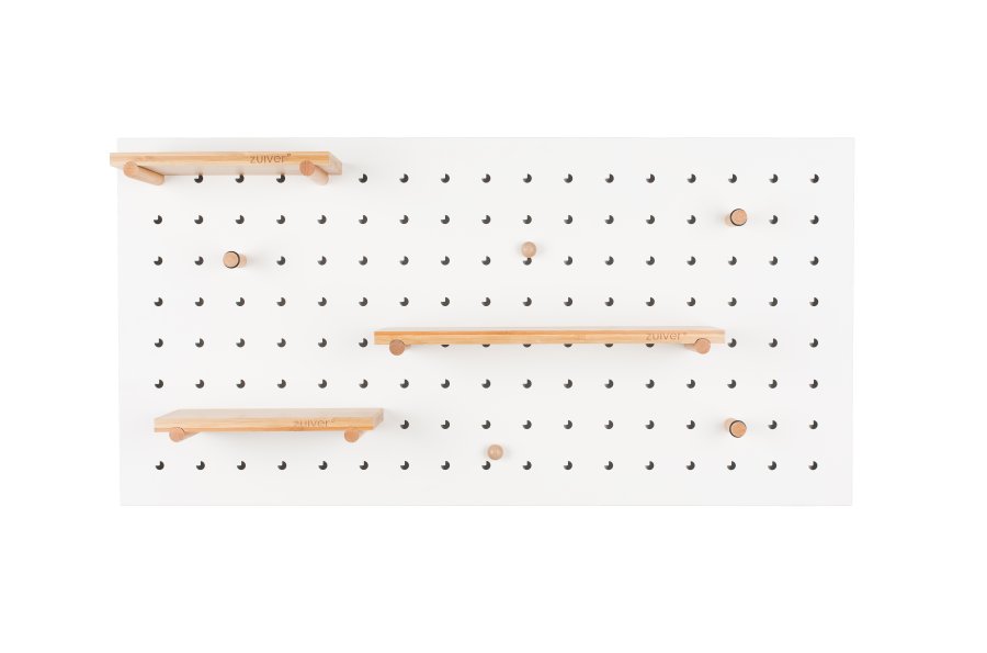 ZUIVER Bundy Pegboard organizer - hvid jern og bambustr