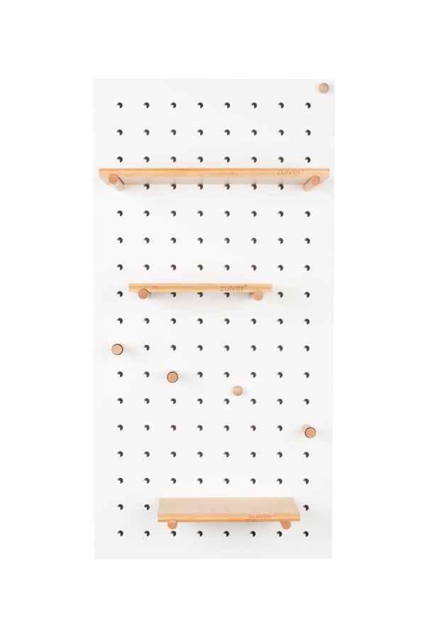 ZUIVER Bundy Pegboard organizer - hvid jern og bambustr