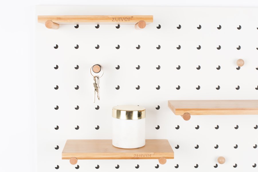 ZUIVER Bundy Pegboard organizer - hvid jern og bambustr