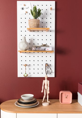 ZUIVER Bundy Pegboard organizer - hvid jern og bambustr