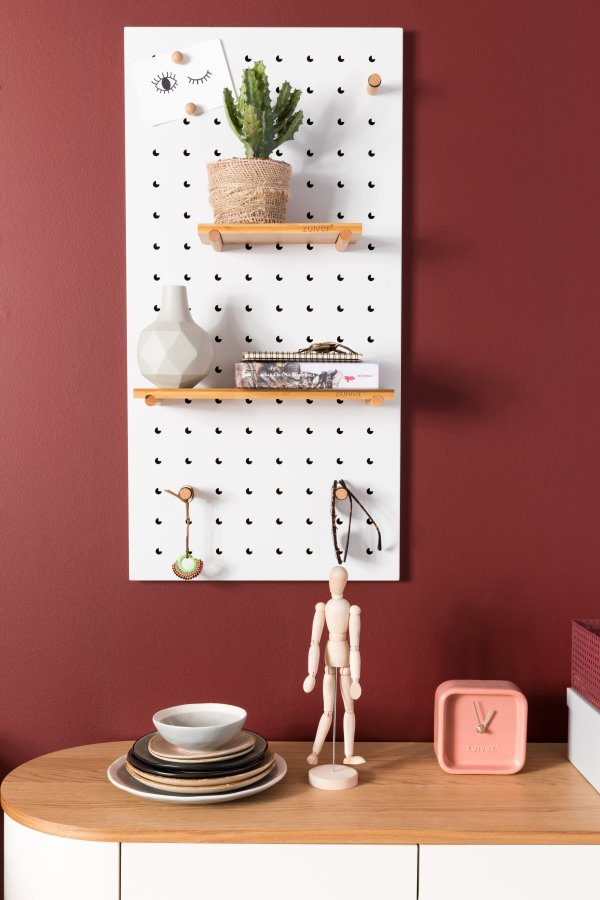 ZUIVER Bundy Pegboard organizer - hvid jern og bambustr