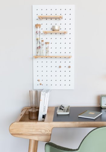 ZUIVER Bundy Pegboard organizer - hvid jern og bambustr