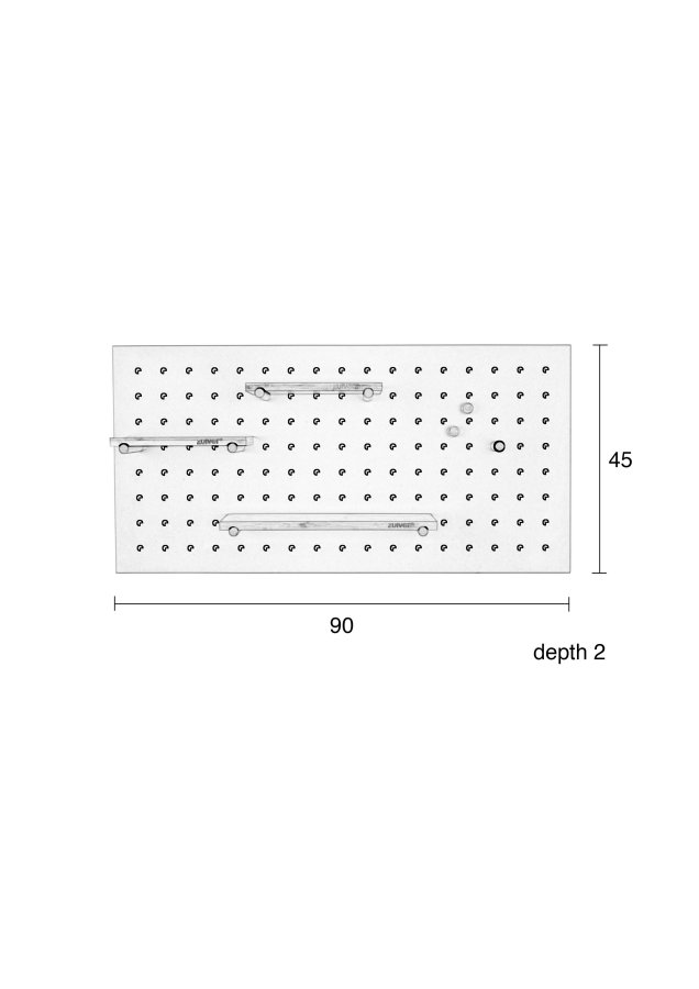 ZUIVER Bundy Pegboard organizer - hvid jern og bambustr