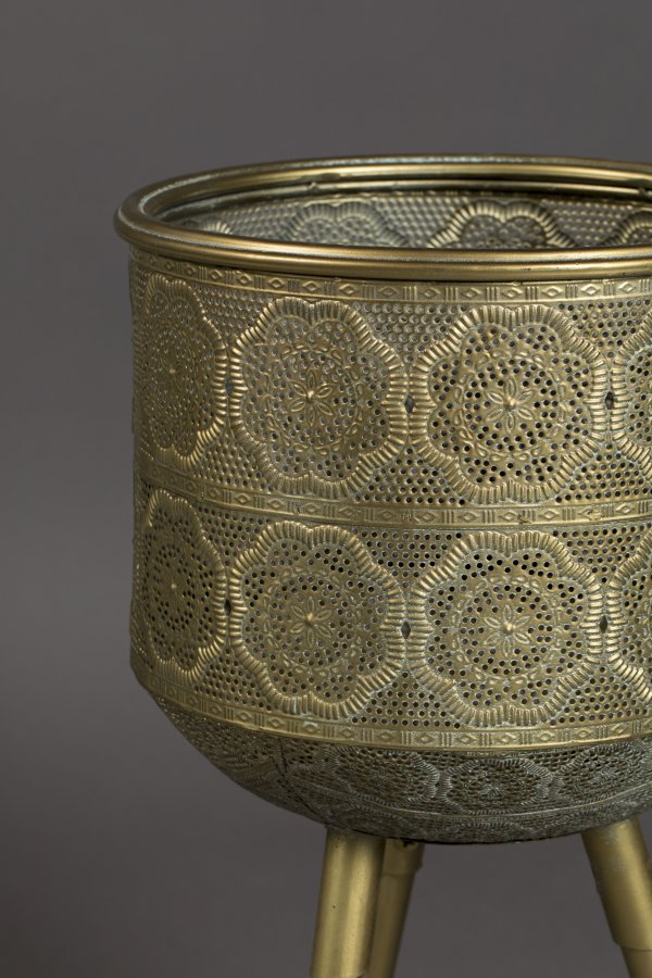 DUTCHBONE Botanisk urtepotteskjuler M - messing jern