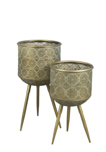 DUTCHBONE Botanisk urtepotteskjuler M - messing jern