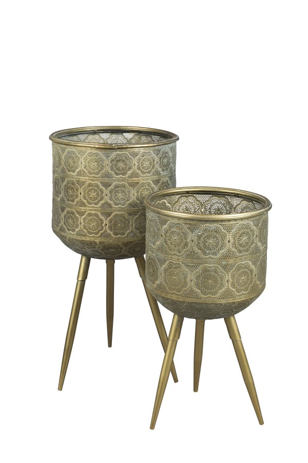 DUTCHBONE Botanisk urtepotteskjuler L - messing jern