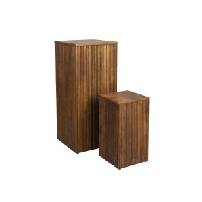 DUTCHBONE Ribble urtepotteskjuler, kvadratisk - valnddefarvet mangotr (st med 2)