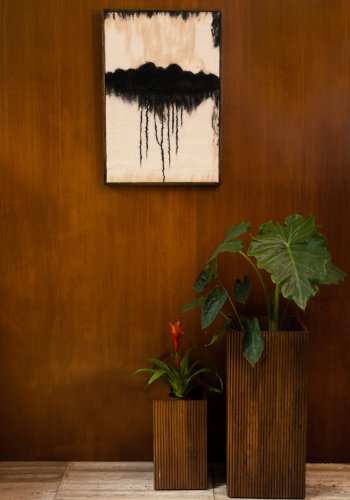 DUTCHBONE Ribble urtepotteskjuler, kvadratisk - valnddefarvet mangotr (st med 2)