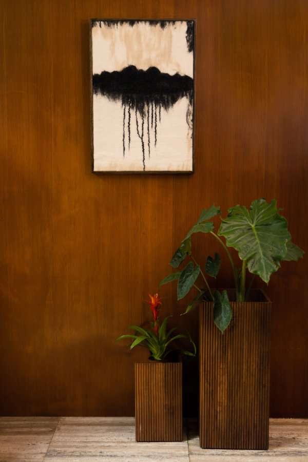 DUTCHBONE Ribble urtepotteskjuler, kvadratisk - valnddefarvet mangotr (st med 2)