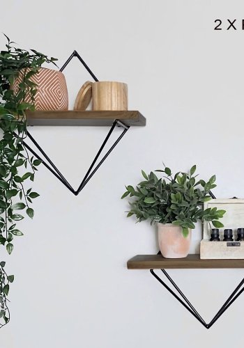 NORDVÄRK WR046 vghylde - valnddefarvet grantr og sort metal (st med 2)