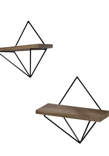 NORDVÄRK WR046 vghylde - valnddefarvet grantr og sort metal (st med 2)