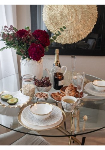 KARE DESIGN rund Molekular Gold spisebord - klar glas og guld stl (120)