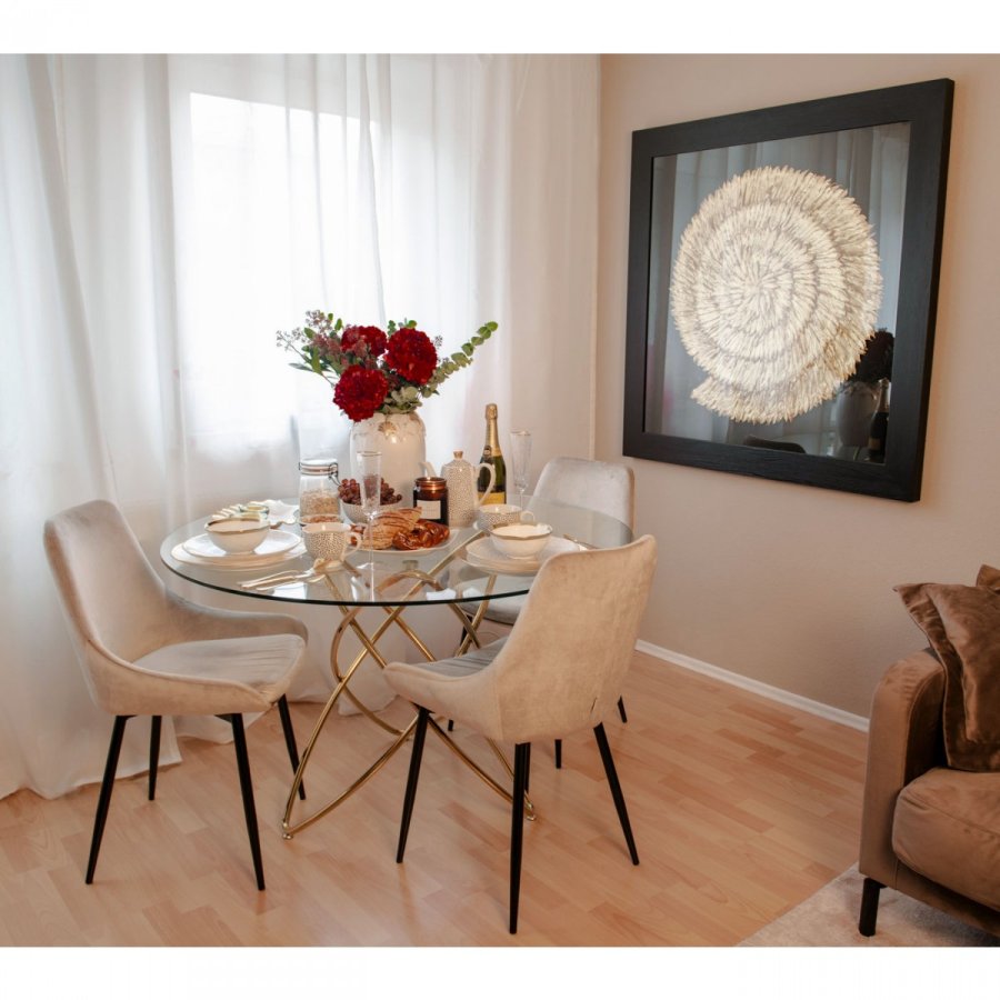 KARE DESIGN rund Molekular Gold spisebord - klar glas og guld stl (120)