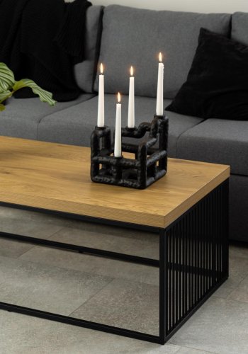 ACT NORDIC Strington sofabord, rektangulr - natur vild eg melamin og sort stl (120x60)