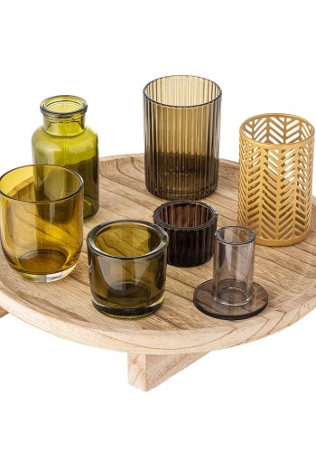 BLOOMINGVILLE Sanga Bakke m/Fyrfadsstage, Natur, Glas, St af 8