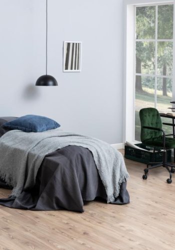 ACT NORDIC Polo natbord, m. 1 skuffe, rund - hvid MDF og sort stl (40)