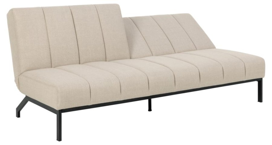 ACT NORDIC Caix sovesofa, m. click & clack, delt rygln, syninger - beige stof og sort stl (198x95)