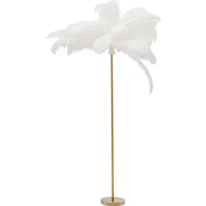 KARE DESIGN Feather Palm gulvlampe - hvid strudsefjer og messing stl
