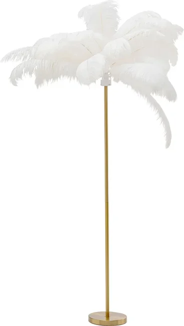KARE DESIGN Feather Palm gulvlampe - hvid strudsefjer og messing stl