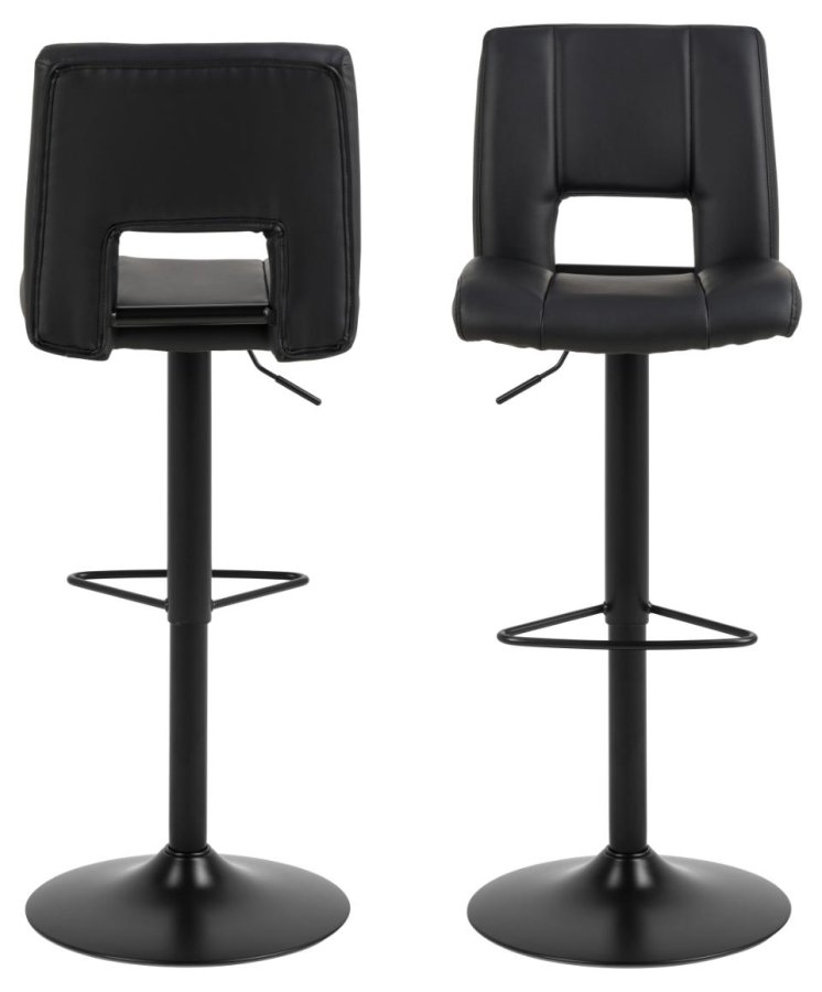 ACT NORDIC Sylvia barstol, m. rygln, fodsttte og gaspatron - sort PU og sort stl