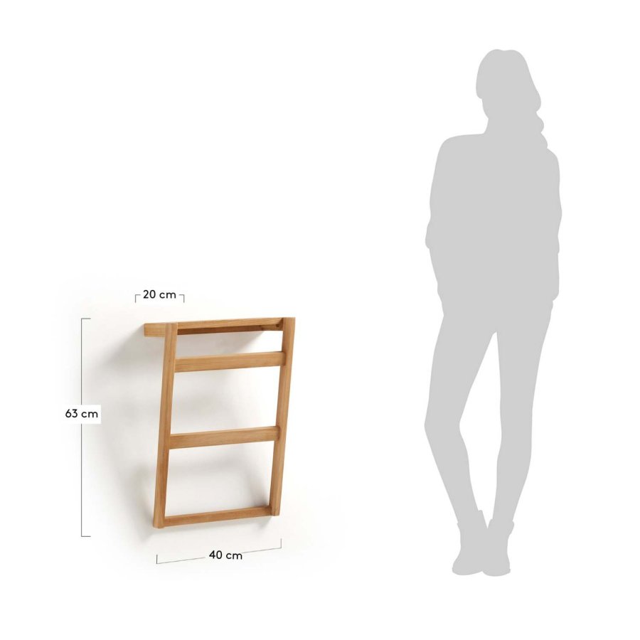 KAVE HOME Sunday hndkldestativ - massivt teaktr, til vg, m. 1 hylde