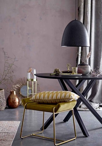 BLOOMINGVILLE Megan taburet - gul-grn polyester og metal, rektangulr (60x36)