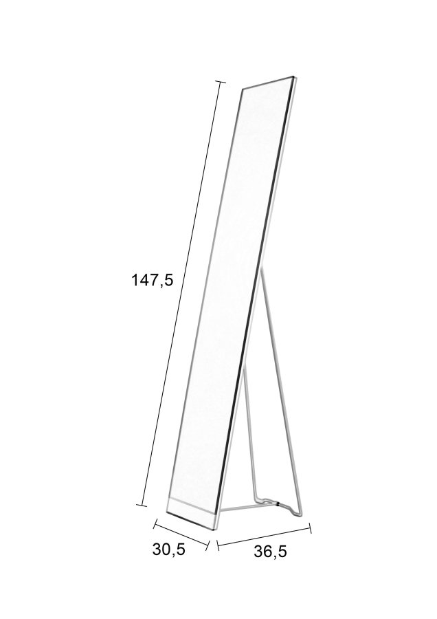 WHITE LABEL LIVING Stand Mirror gulvspejl, rektangulr - spejlglas og hvid stl (147,5x30,5)
